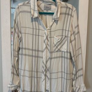 Rails Cream and Gray Plaid Shirt
